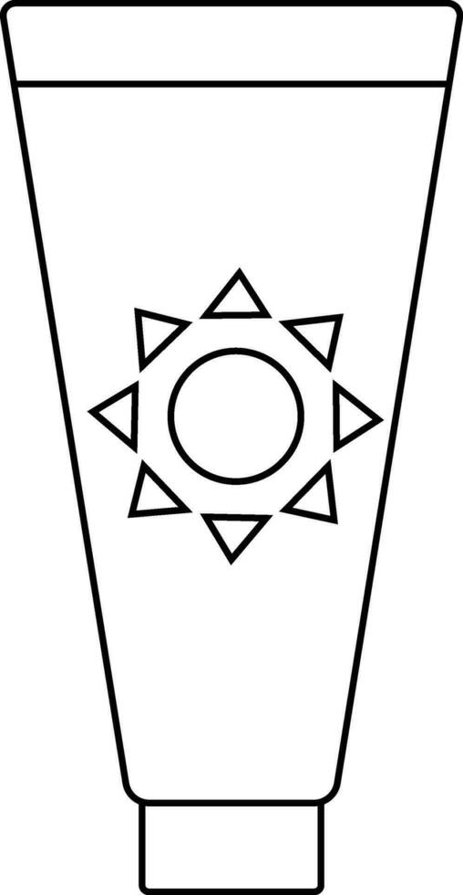Illustration of sunblock cream in black line art. vector