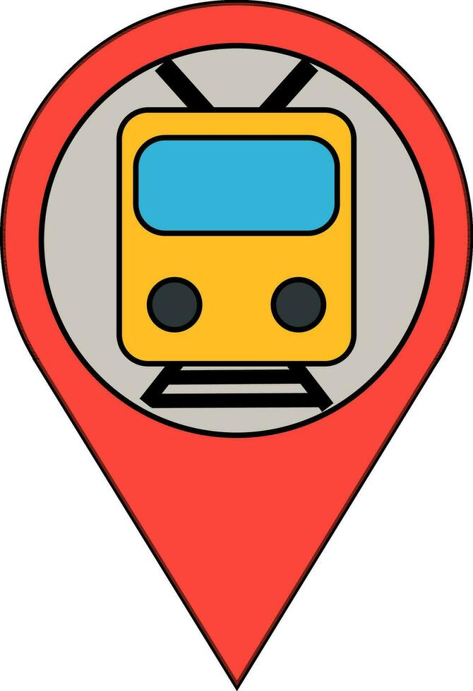 Train location pointer pin icon. vector