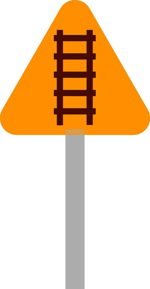 Railroad sign board in triangle. vector