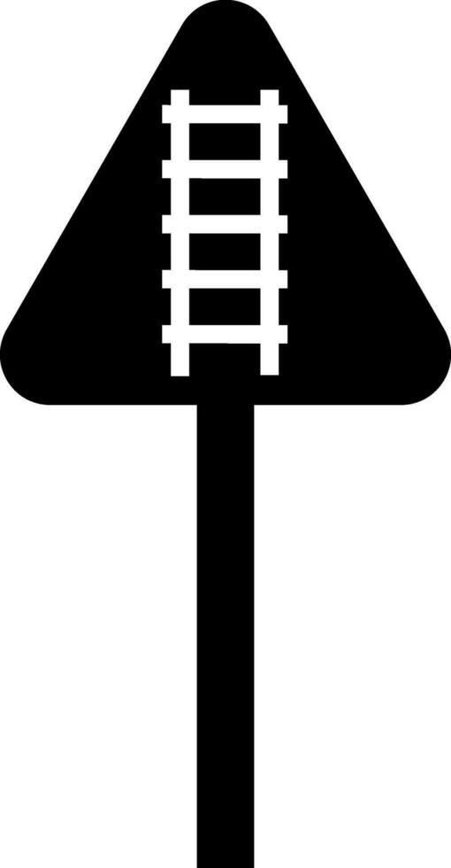 Railroad sign board in triangle. vector