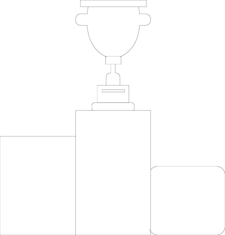 Line art championship trophy on podium. vector