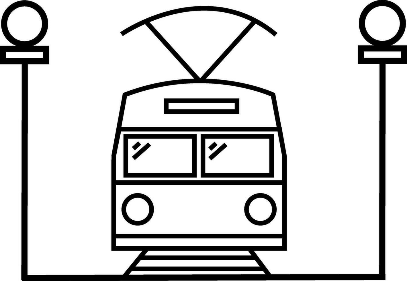 Flat illustration of train in black and white color. vector