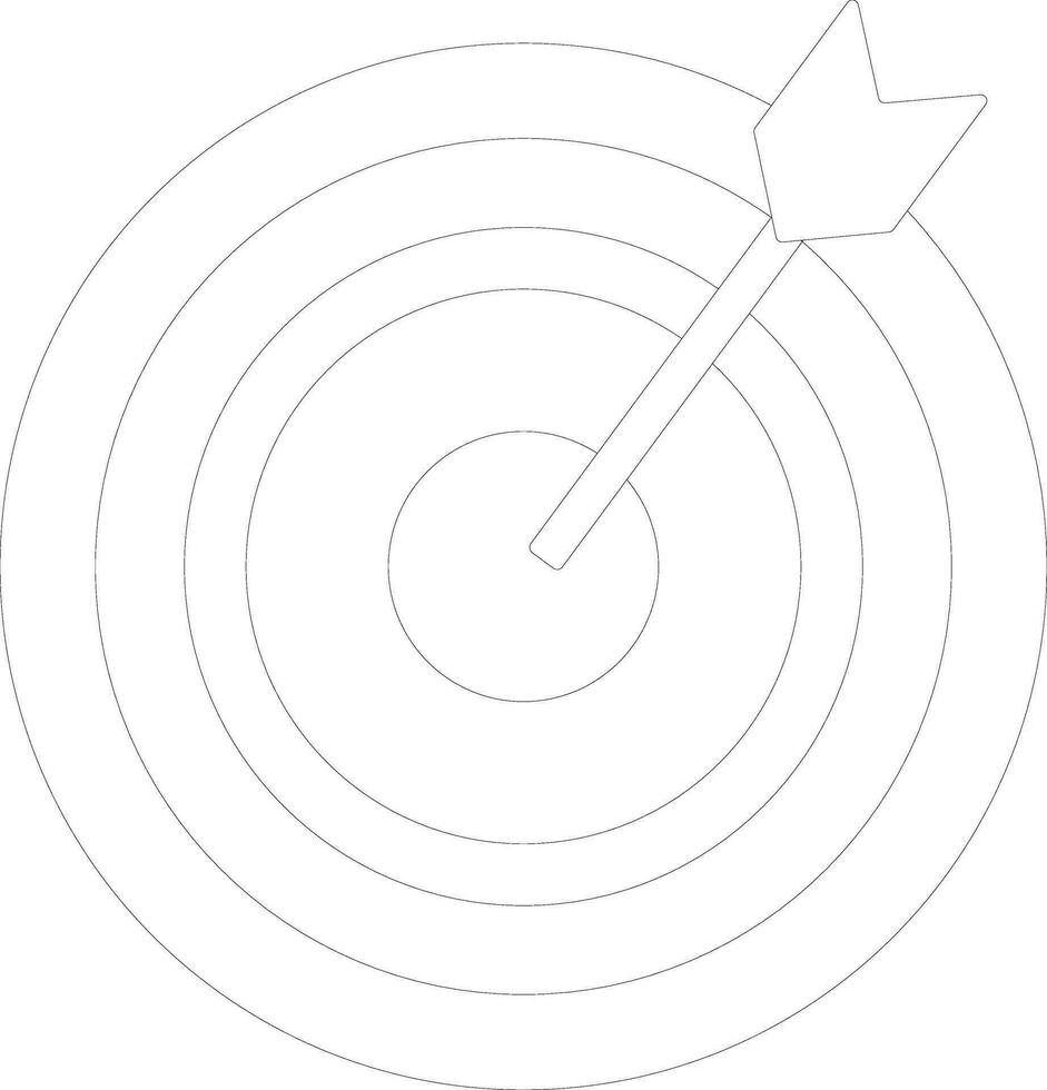 Black line art target arrow with bullseye. vector