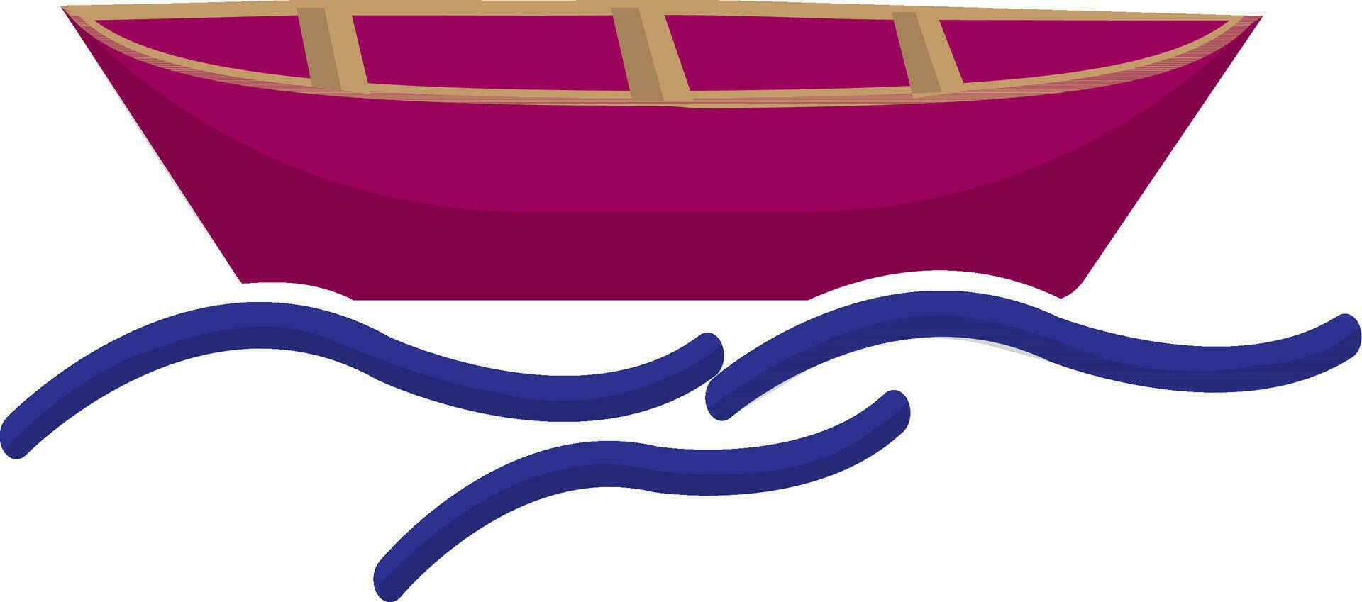 Pink boat with blue wave. vector