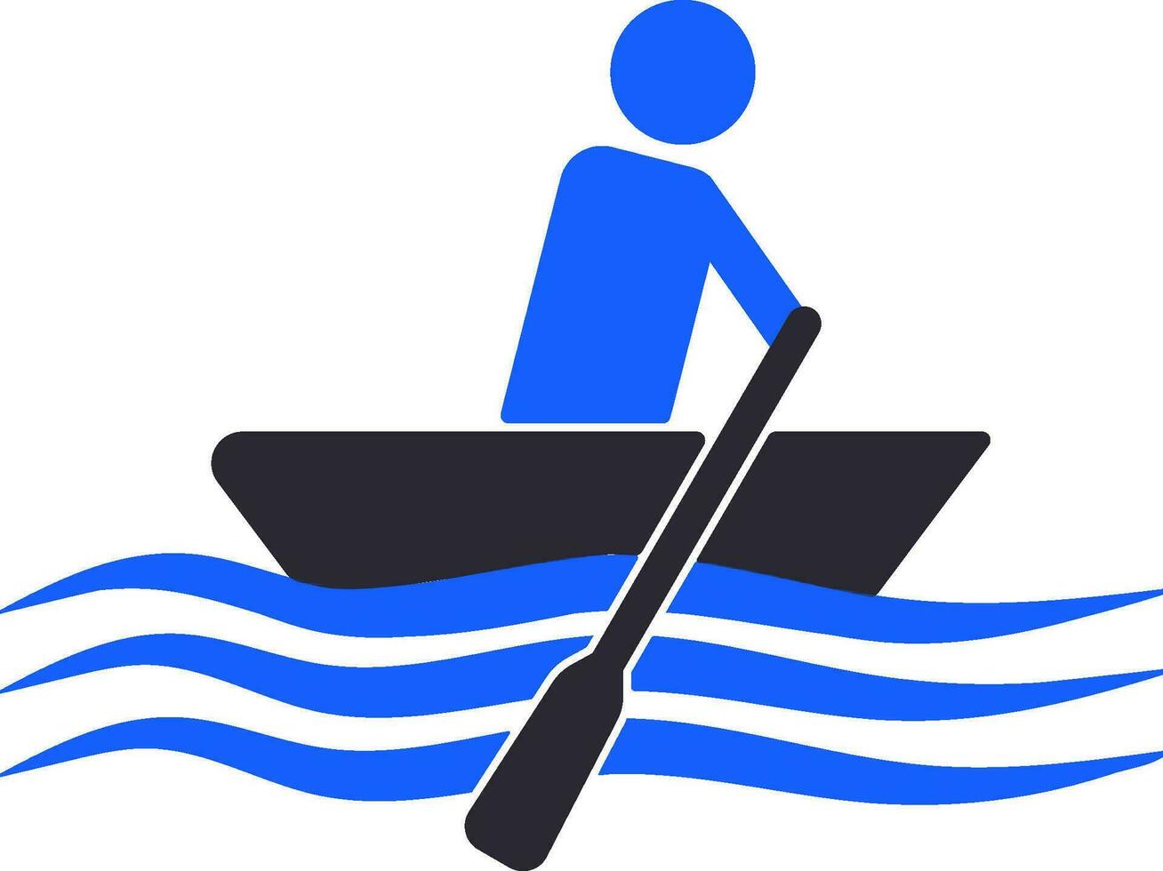 Symbol of a person rowing a boat. vector