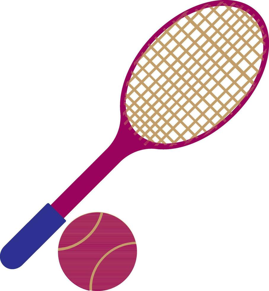 Tennis racket with pink ball. vector