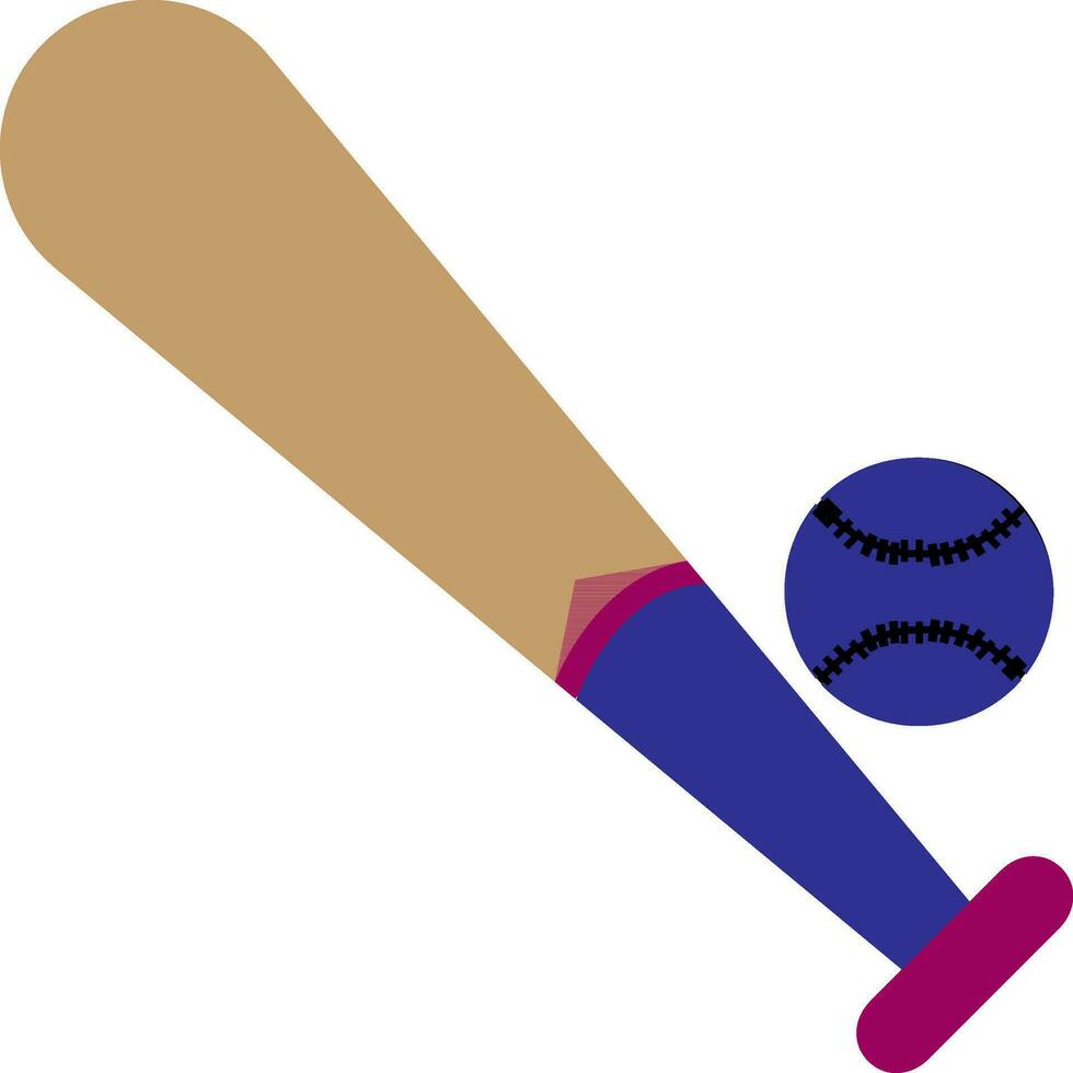 Blue baseball and brown bat. vector