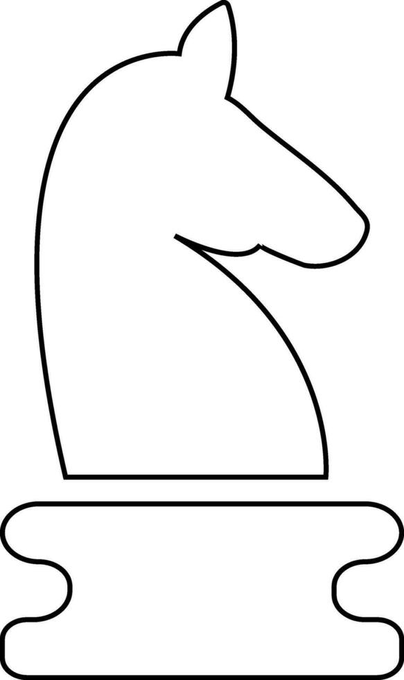 Black line art  horse of chess icon. vector