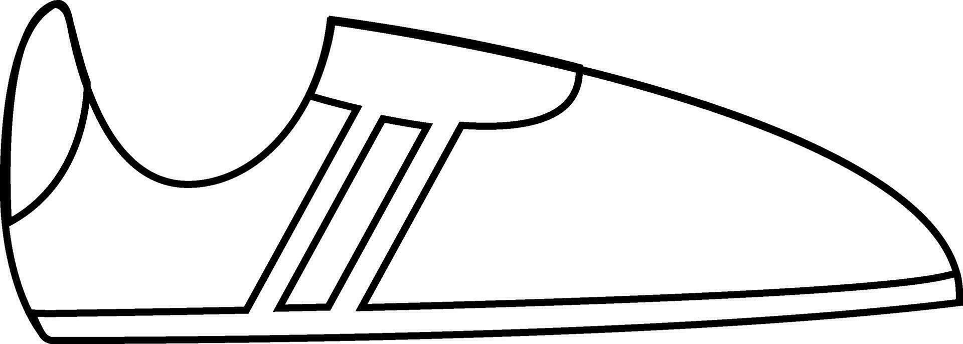 Flat style shoe in black line art. vector