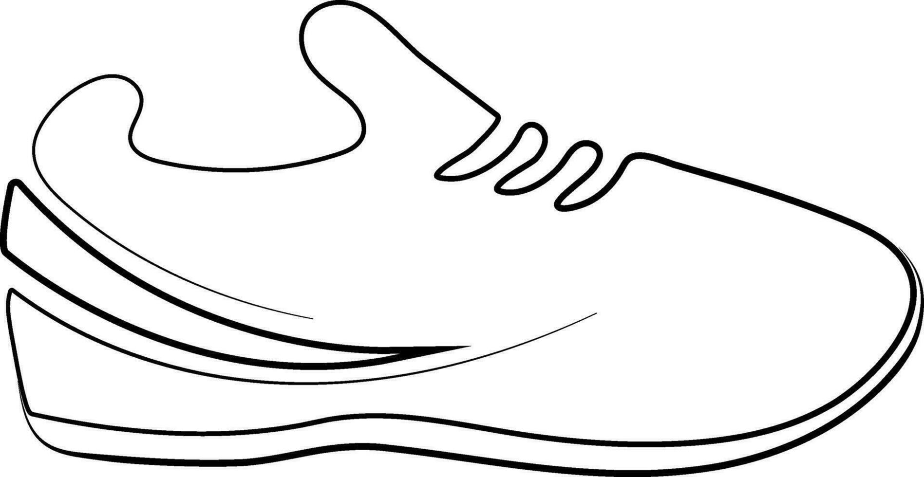 Flat style shoe in black line art. vector