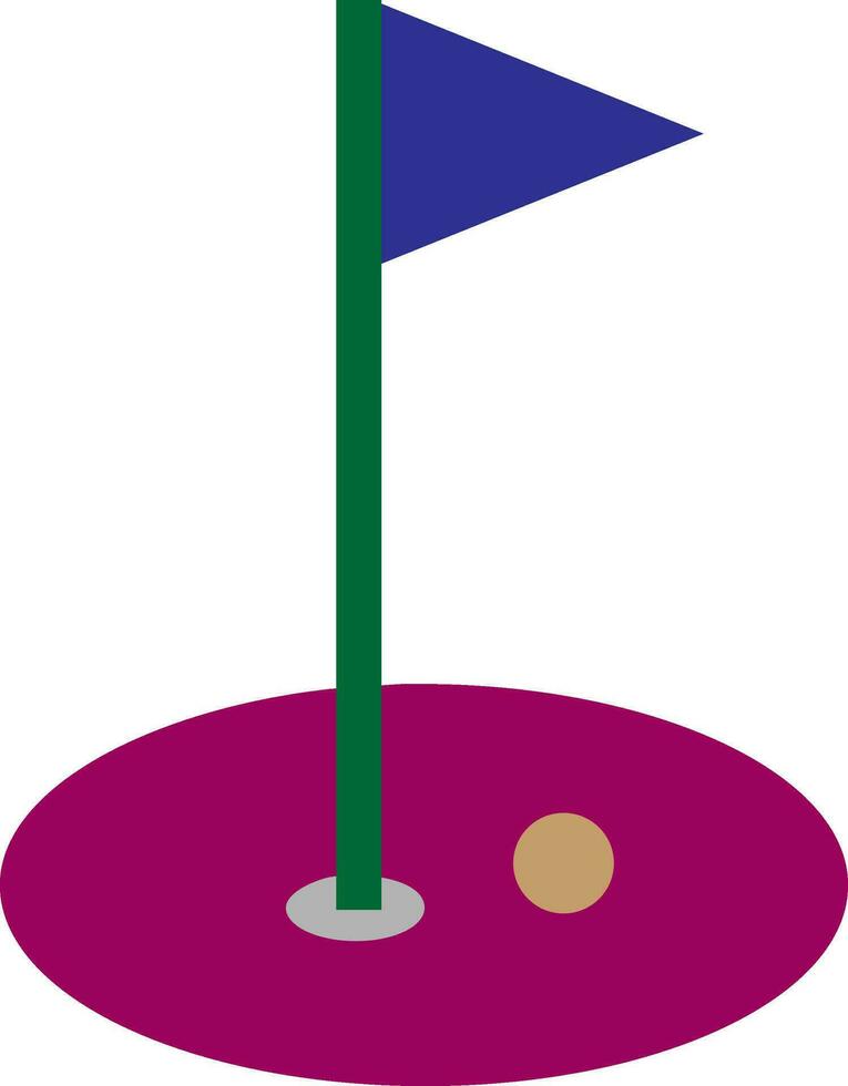 golf azul bandera y marrón pelota. vector