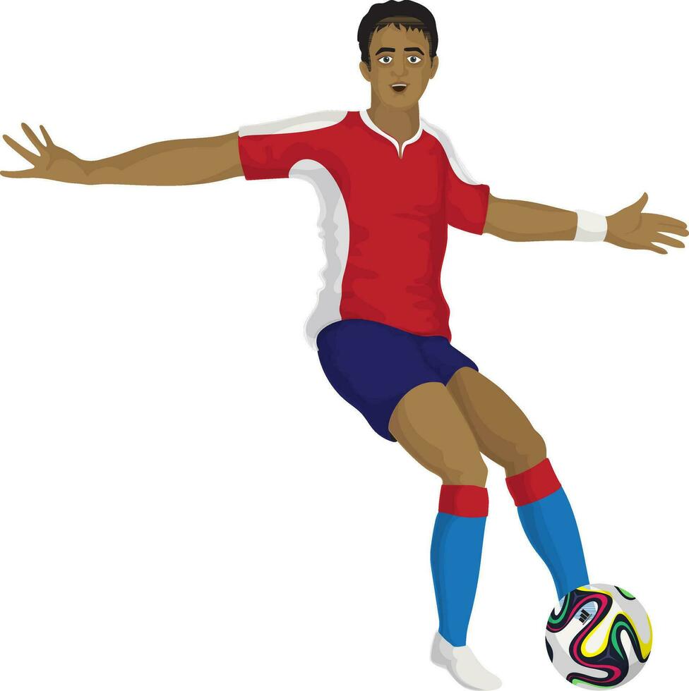 Soccer ball player in playing action. vector