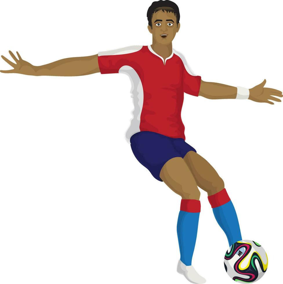 fútbol pelota jugador en jugando acción. vector