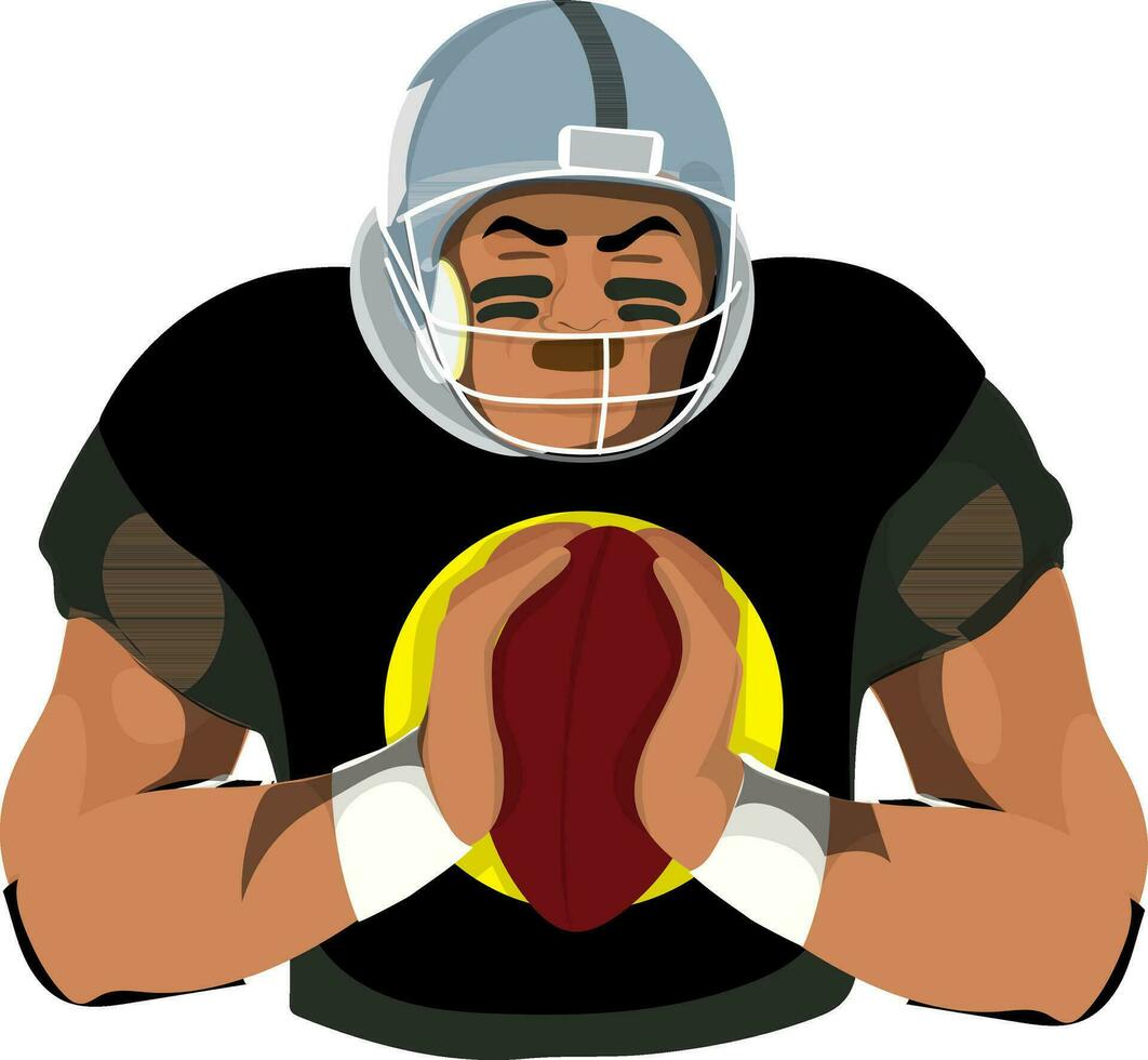 Character of rugby player holding ball. vector