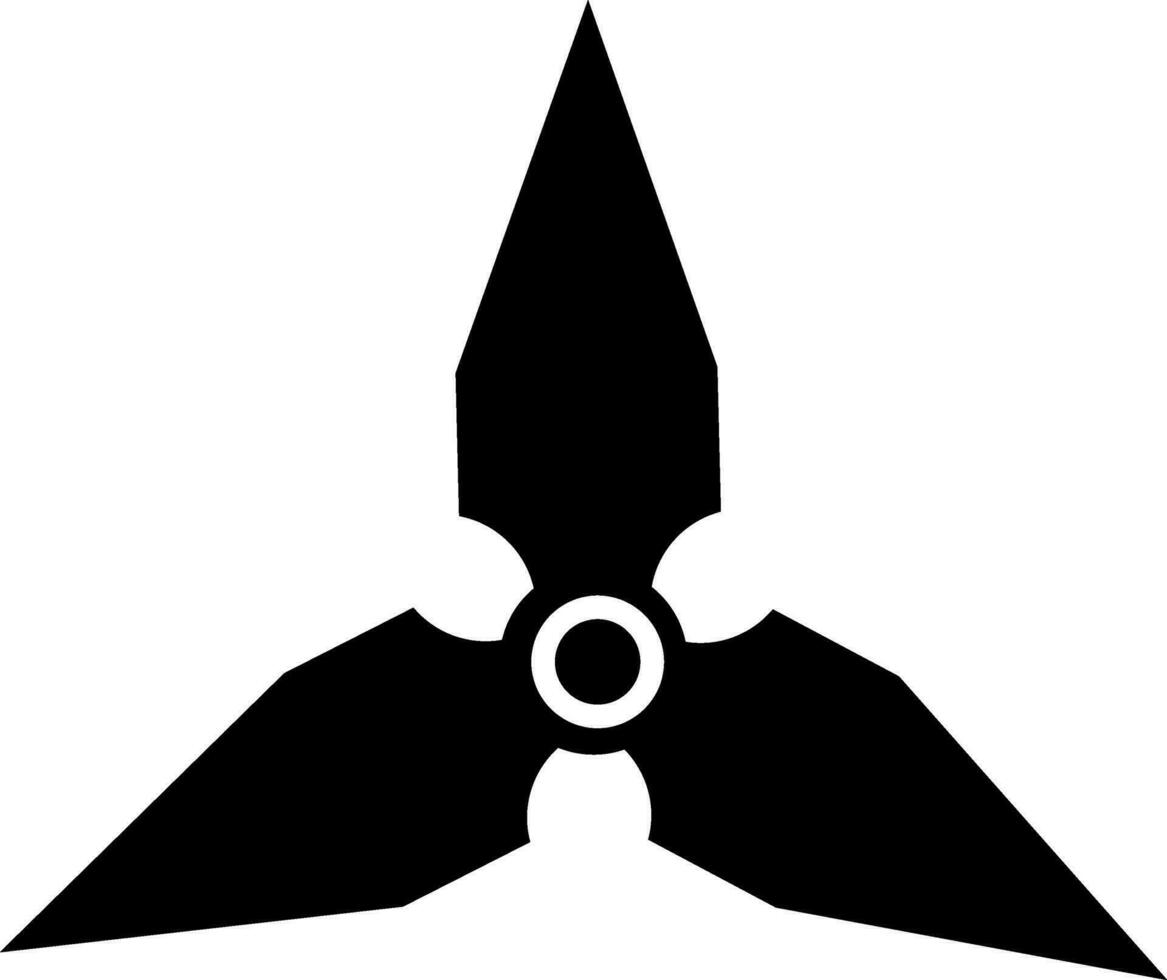 Three pointed arms in spinner toy in black. vector