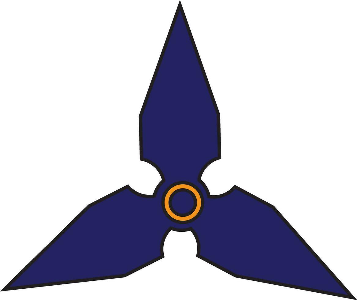 Tres puntiagudo brazos en hilandero juguete en azul color con carrera estilo. vector