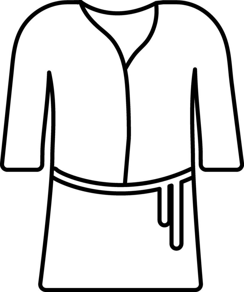 Line art icon of bathrobe in flat style. vector