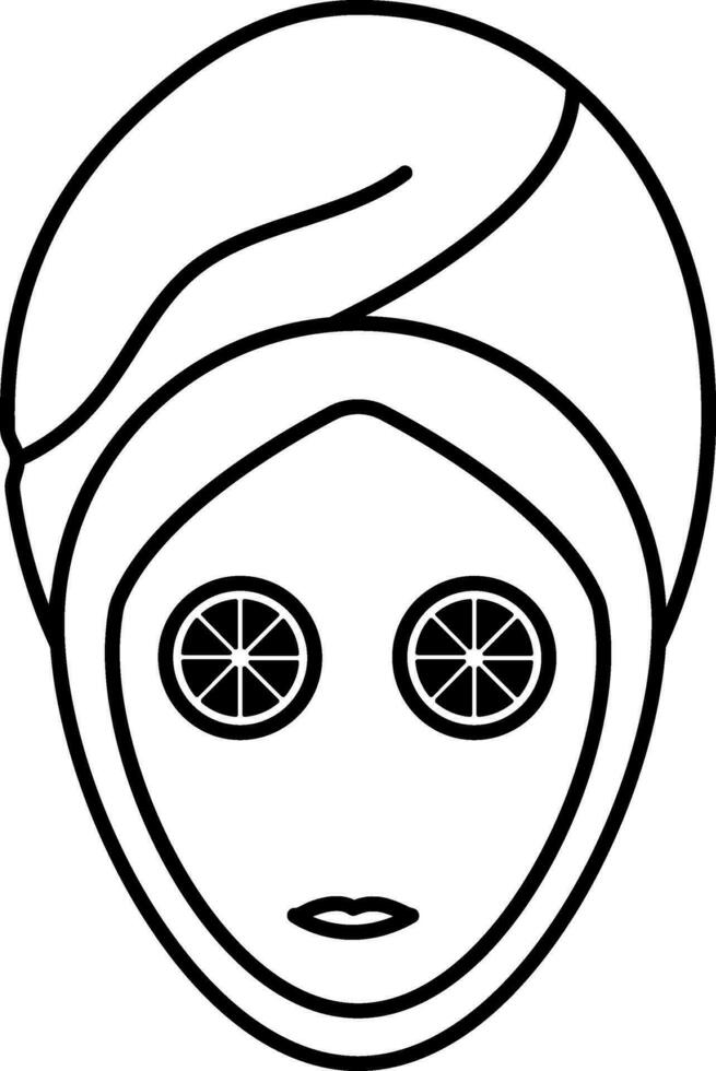 Facial mask and cucumber slice on women face, spa concept. vector