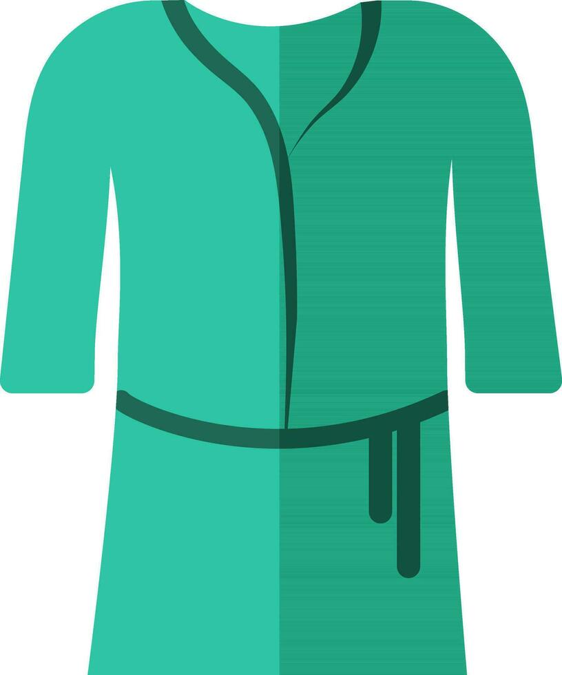 Isolated icon of bathrobe in green color. vector