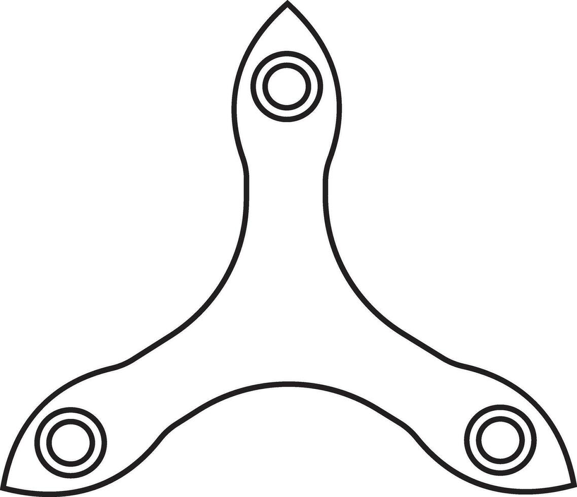 Three arms of spinner toy for playing concept in stroke. vector