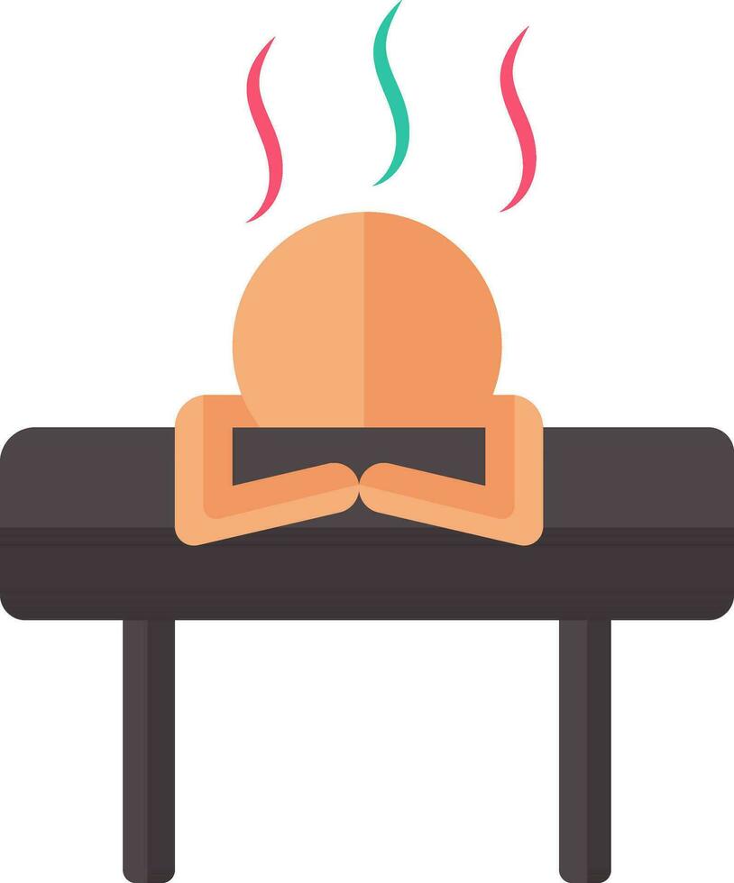 Front view of a man on bed for taking sauna therapy. vector