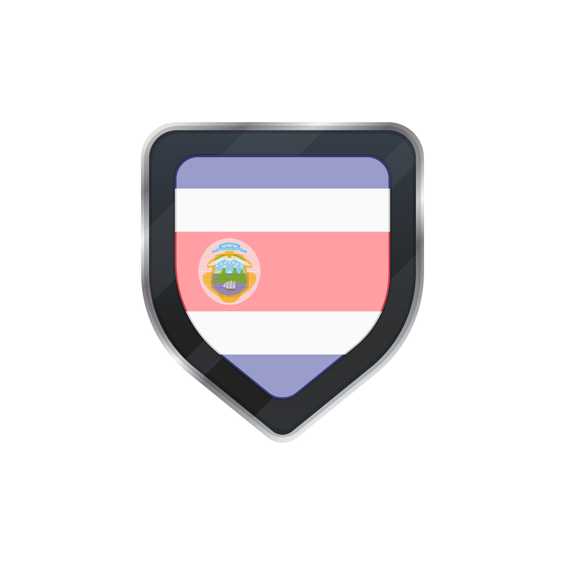 Grey shield of Costa Rica flag with symbol. 24909311 Vector Art at Vecteezy