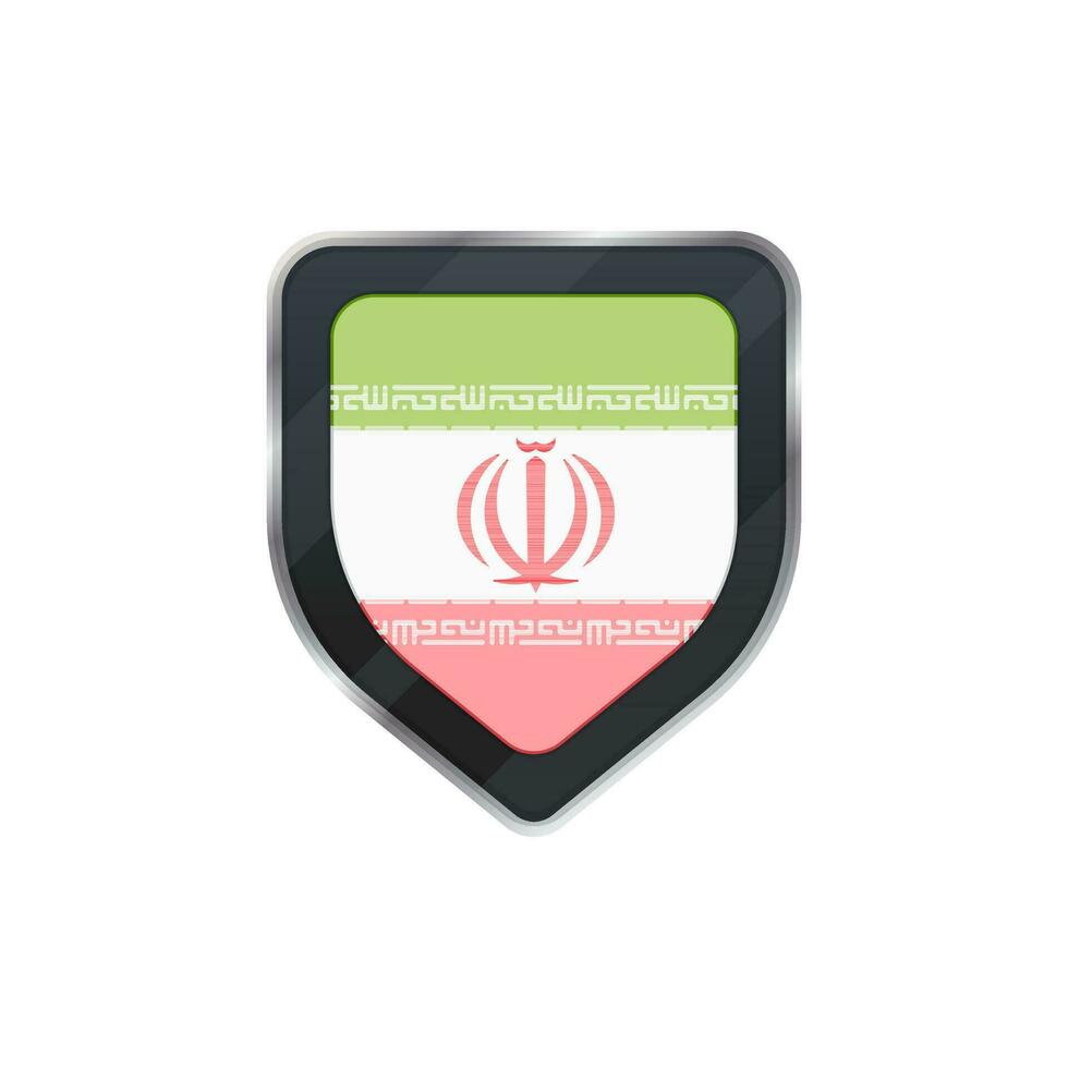 Grey shield of Iran flag with symbol. vector