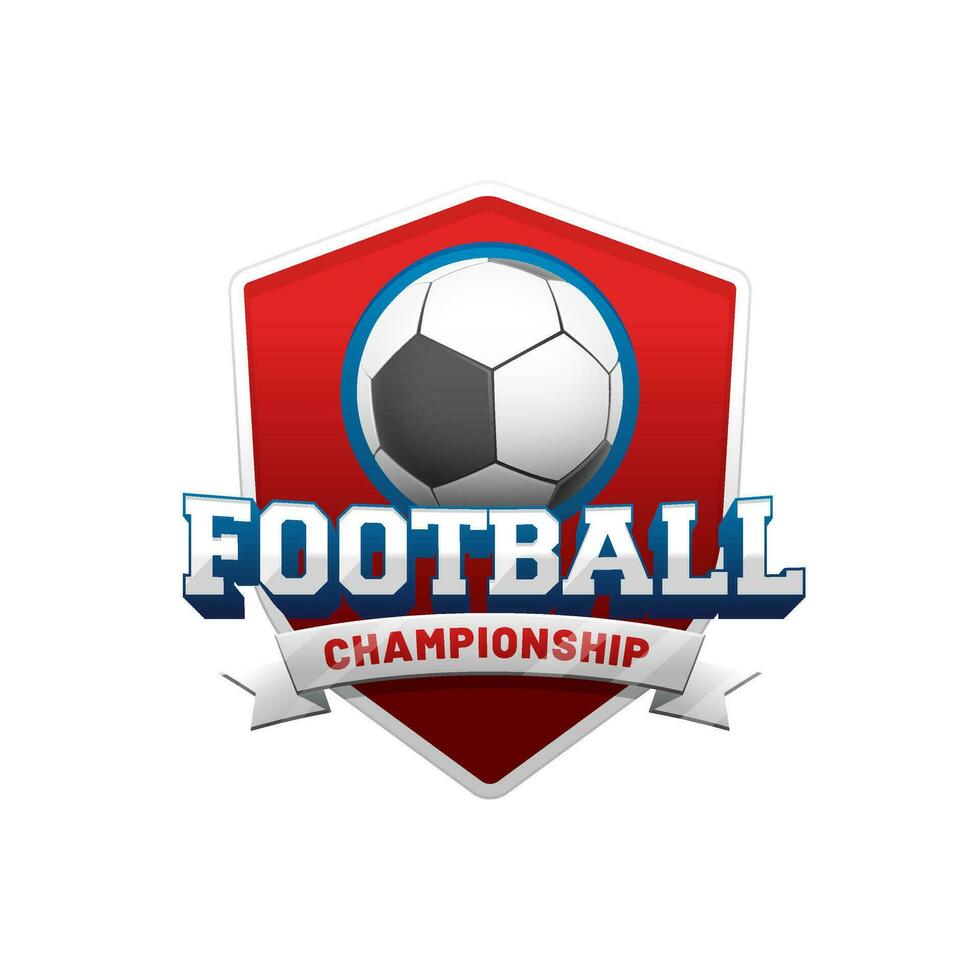 Text Football Championship on shield decorated ball. vector