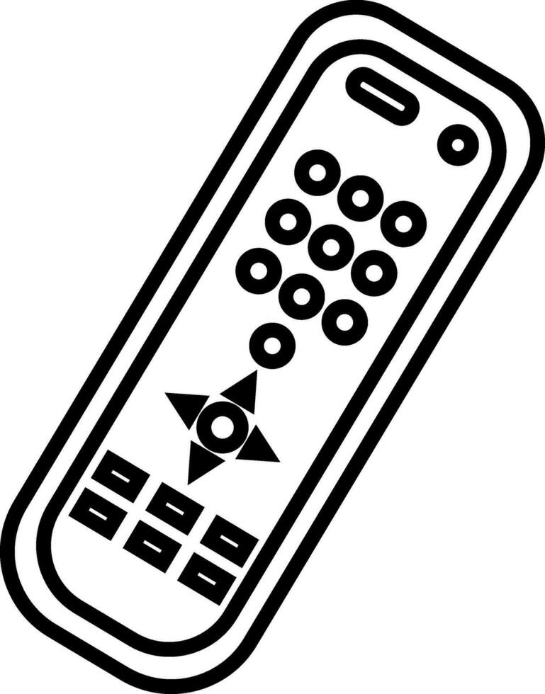 TV remote control in black line art. vector