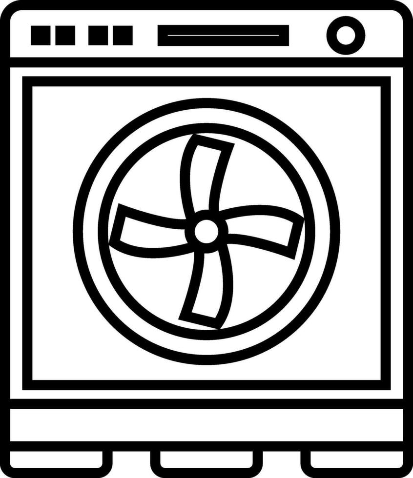 Black line art washing machine in flat style. vector