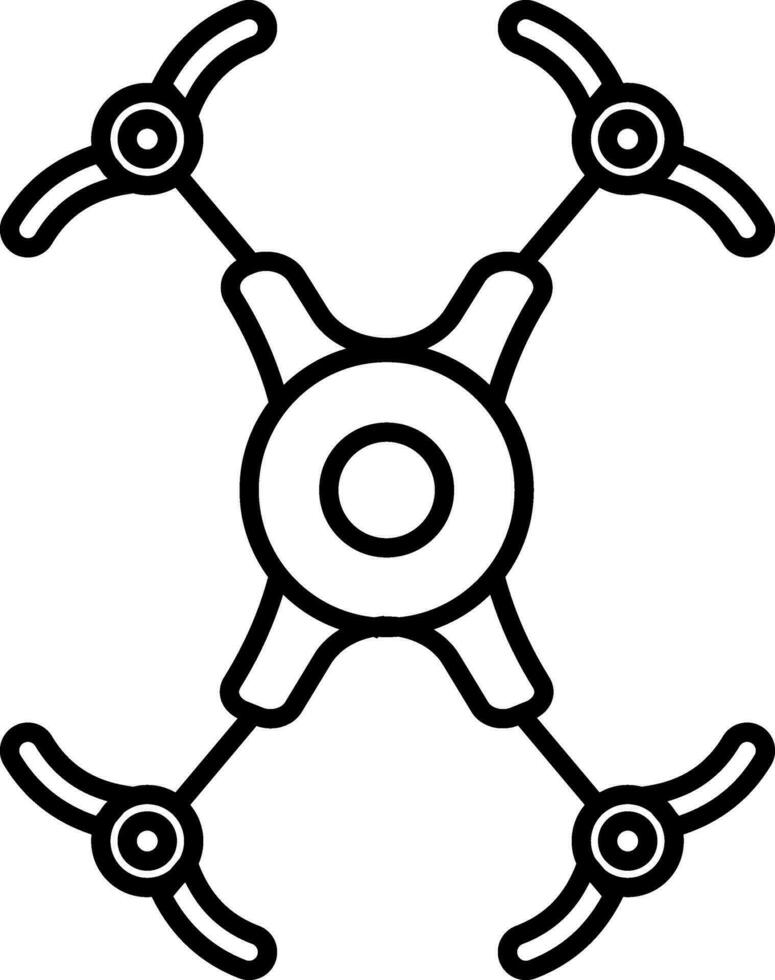 Black line art illustration of a drone. vector