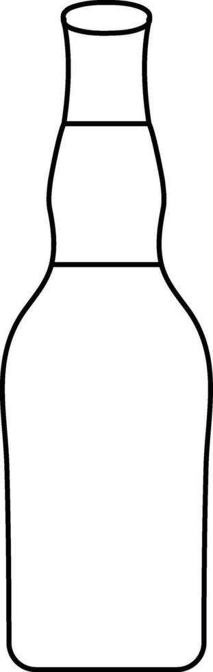 Black line art bottle on white background. vector