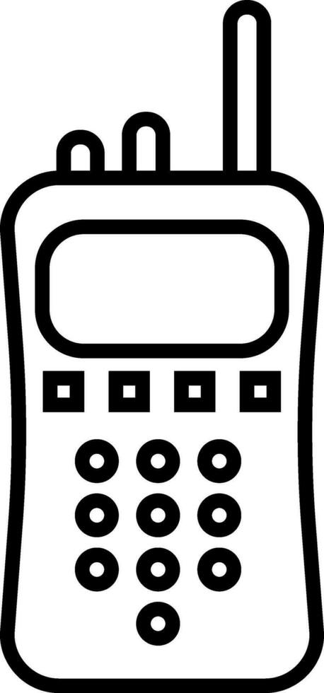 Isolated black line art walkie talkie. vector