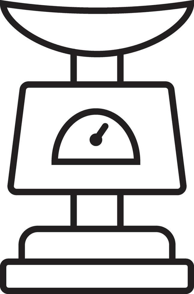 Kitchen weight scale in black line art illustration. vector