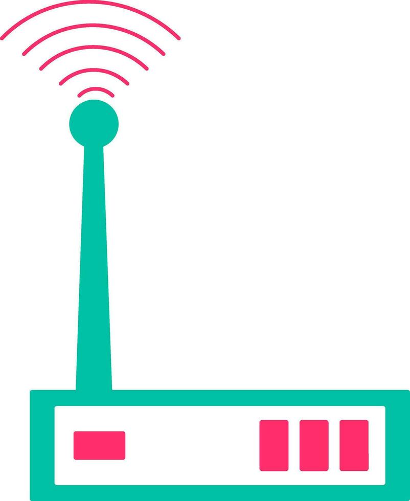 Green and pink wifi router in flat style. vector