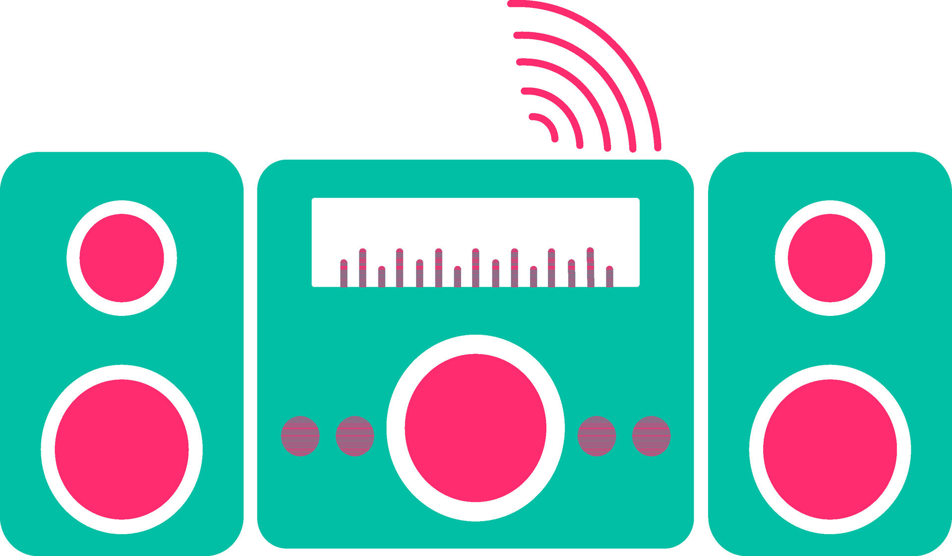 Green and pink audio sound speaker. 24909469 Vector Art at Vecteezy
