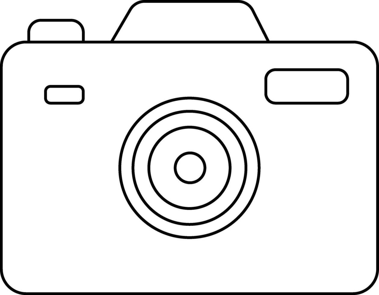 Stylish black line art camera icon. vector