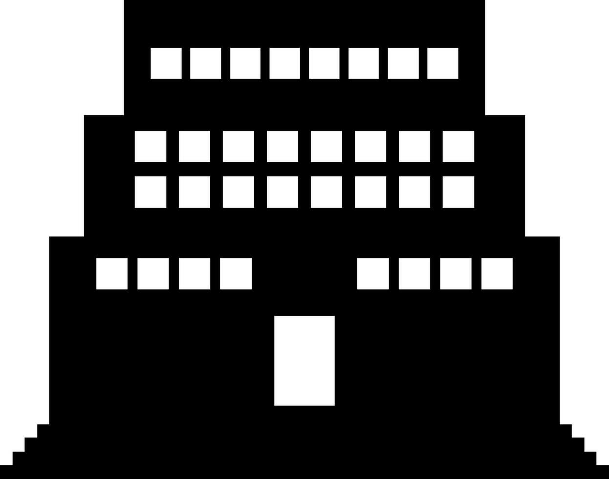 Flat illustration of building in black and white color. vector