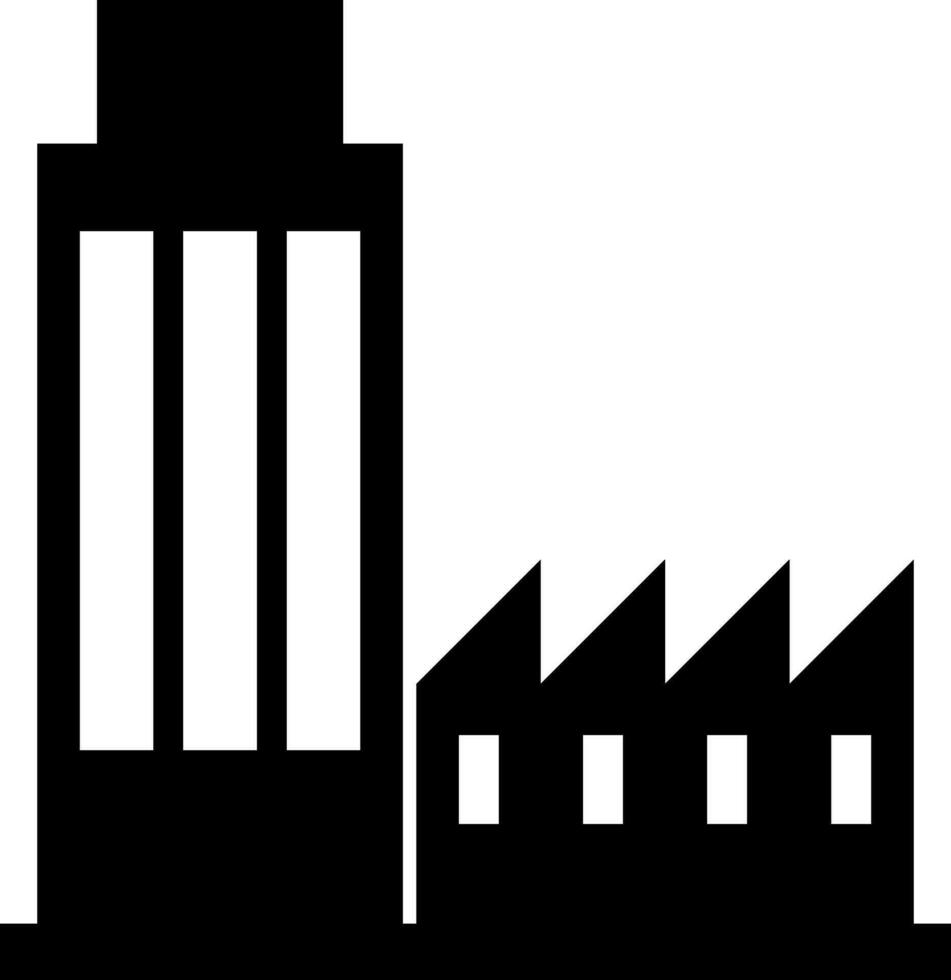 Factory in black and white color. vector