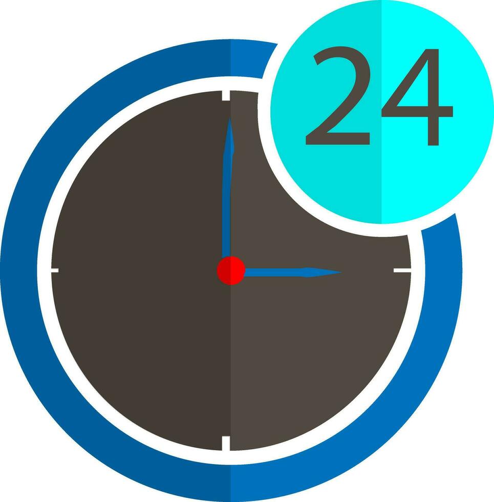 24 hora en gris y azul reloj. vector