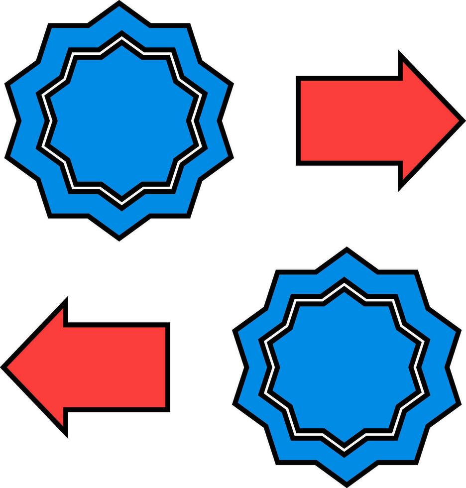 Illustration of sticker with arrow in flat style. vector