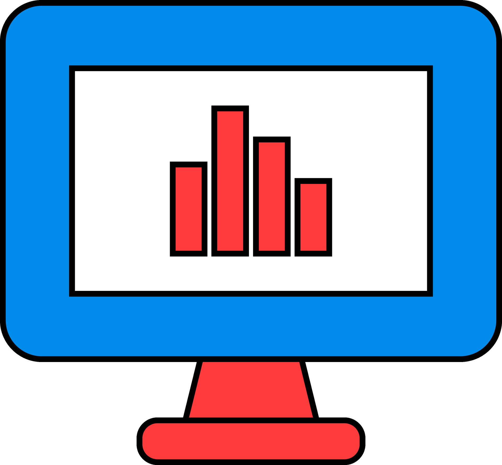 Icon of bar chart monitor in flat style. 24909693 Vector Art at Vecteezy