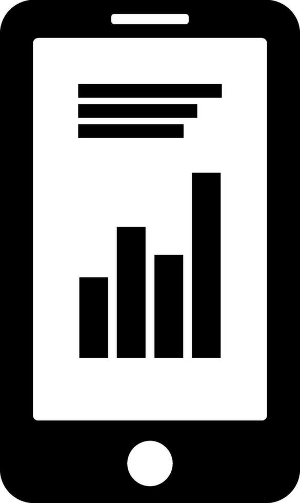 Icon of smartphone with bar chart. vector