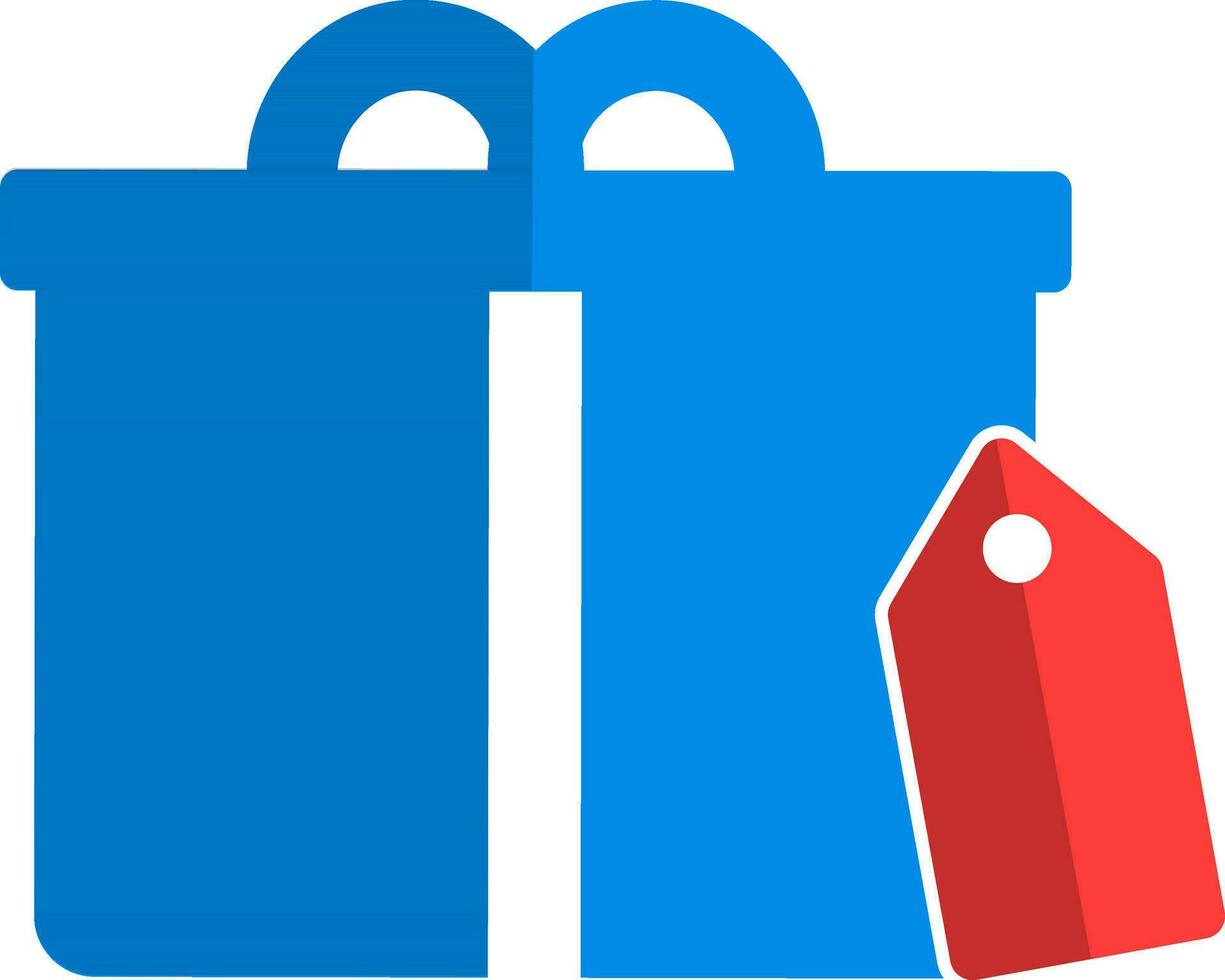 Icon of gift box with tag in flat style. vector