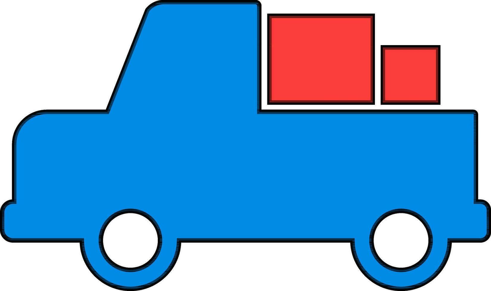 Flat icon of delivery truck with box. vector