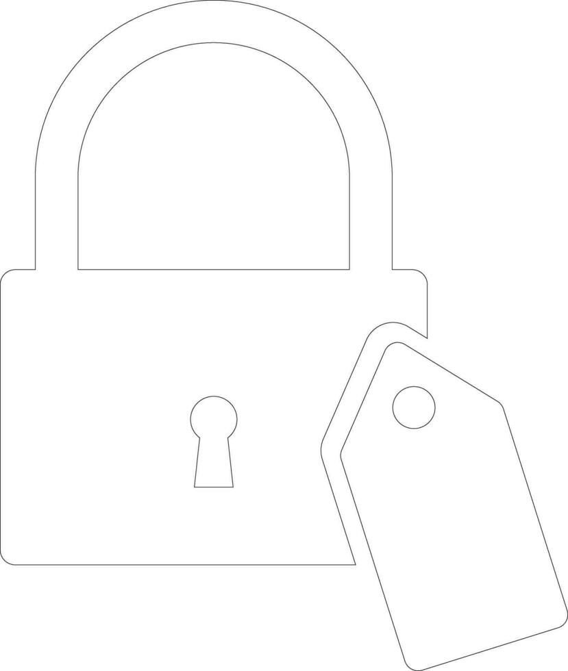 Illustration of tag or label with lock in flat style. vector