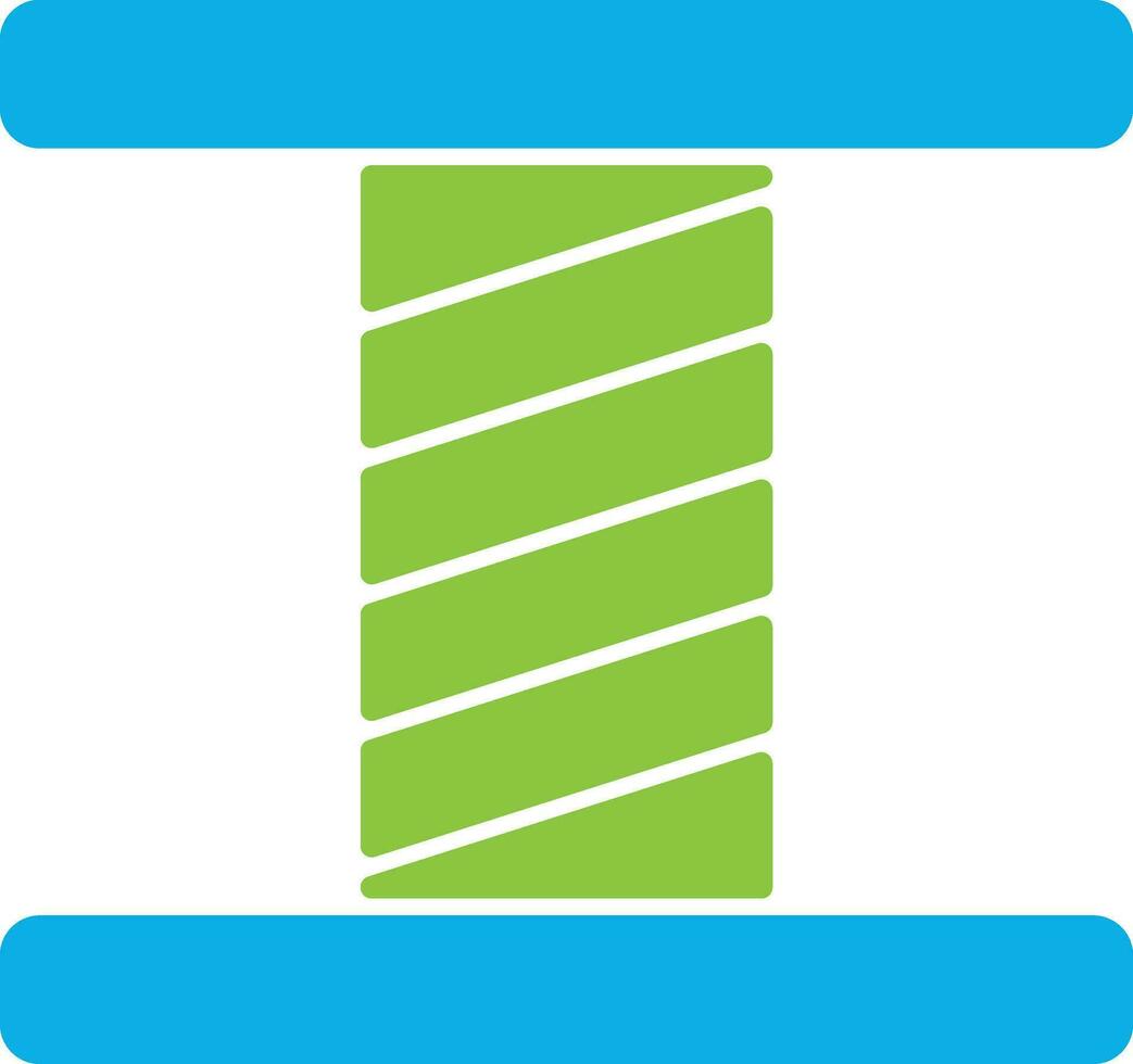 Blue color spool of green color thread icon in flat style. vector