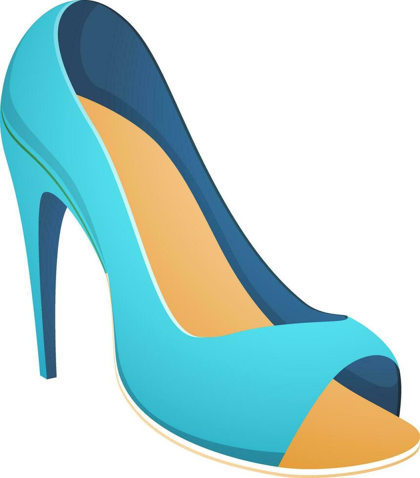Stylish shiny blue women high heel. vector