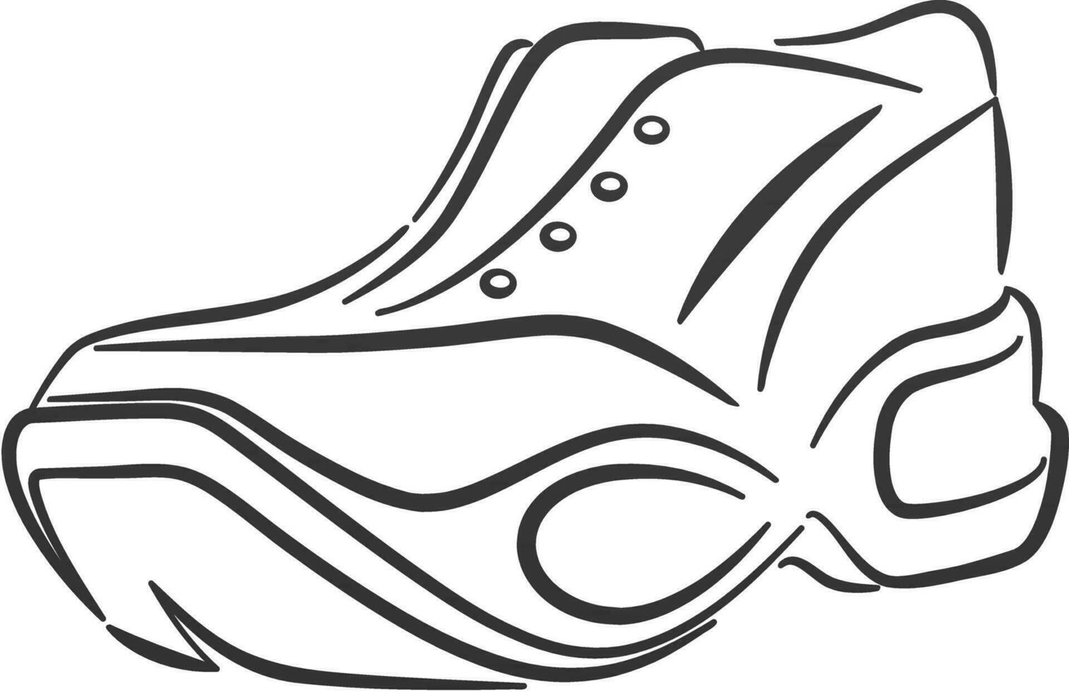 Line art illustration stylish shoe in black and white color. vector