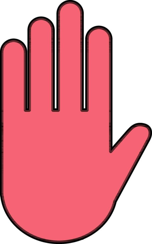 Stop hand sign in pink color. vector